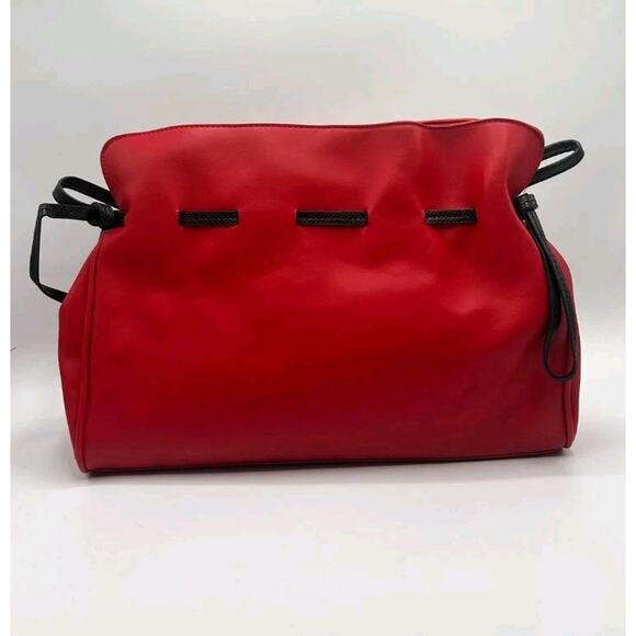 Badgley Mischka Red Vegan Leather Shoulder Bag – Gold Hardware, Drawstring, NWT - Picture 1 of 5